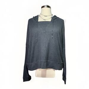 Mono B Hoodie Waffle Knit Charcoal Gray 2XL Long Sleeve Pullover Top Cozy Soft